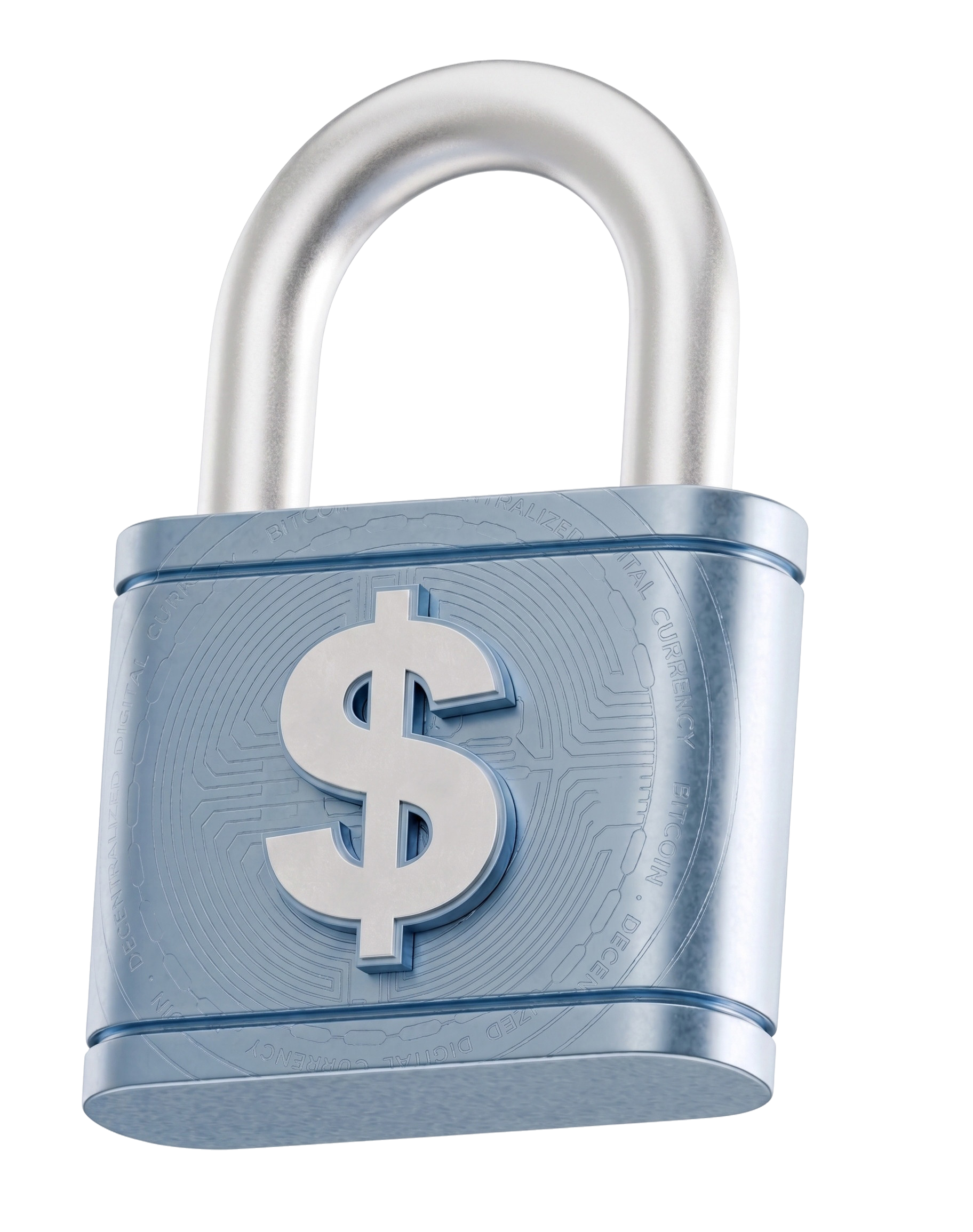 Large 3D blue lock with a dollar sign representing sensitive data protection